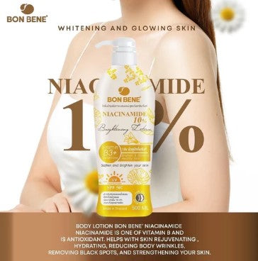 Bon Bene 10% Niacinamide Brightening Lotion with Vitamin B3, Glutathione, and UV Protection | 500ml