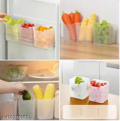 Portable Single Compartment Refrigerator Storage Box Cute Multi-Functional Design with Side Door Access for Lunch Containers