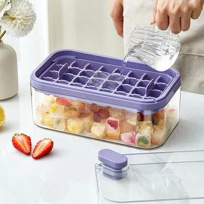 Ice Lattice Ice Cube Tray with Lid and Bin 2 Pack Ice Cube Trays for Freezer, 64 Pcs Ice Cube Mold