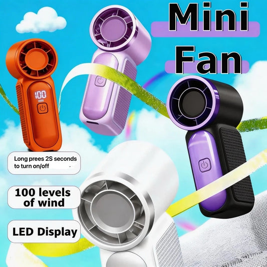 X688 NEW mini fan Portable Mini Handheld Fan 3.5 Inch High 1-100 Speed Personal Turbo Strong Wind Outdoor Travel Fan