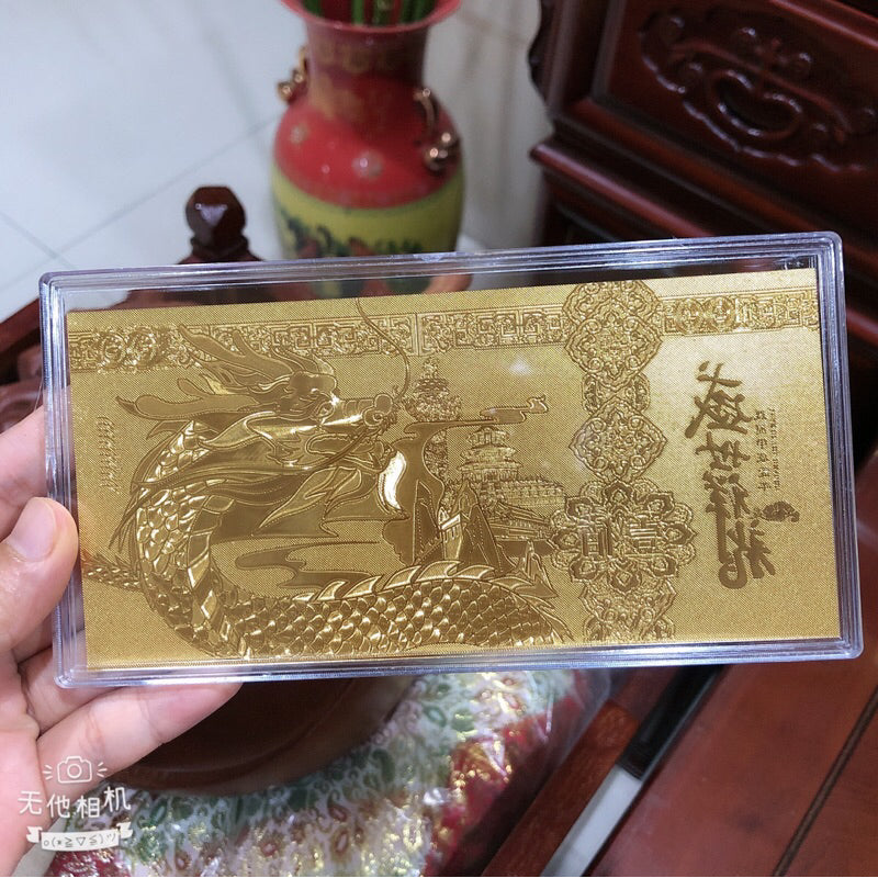 GOLD LUCKY DRAGON FOIL - GOOD LUCK CHARMS FOR MONEY