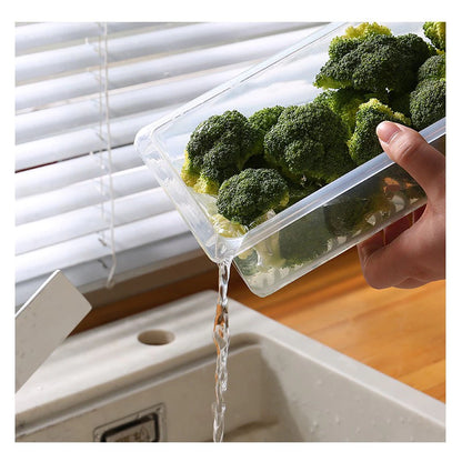 Hot Selling Kitchen Storage Box with Drain Pad Box For Refrigerator Seafood Food Fish Vegetable Fruit Drain Preservation