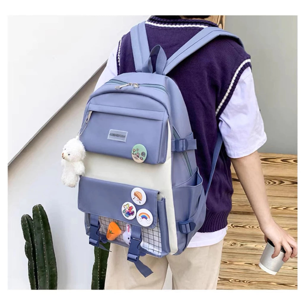 JNK #2203 Multi-Purpose 4in1 School Backpack Canvas Student Backpack Unisex Bag