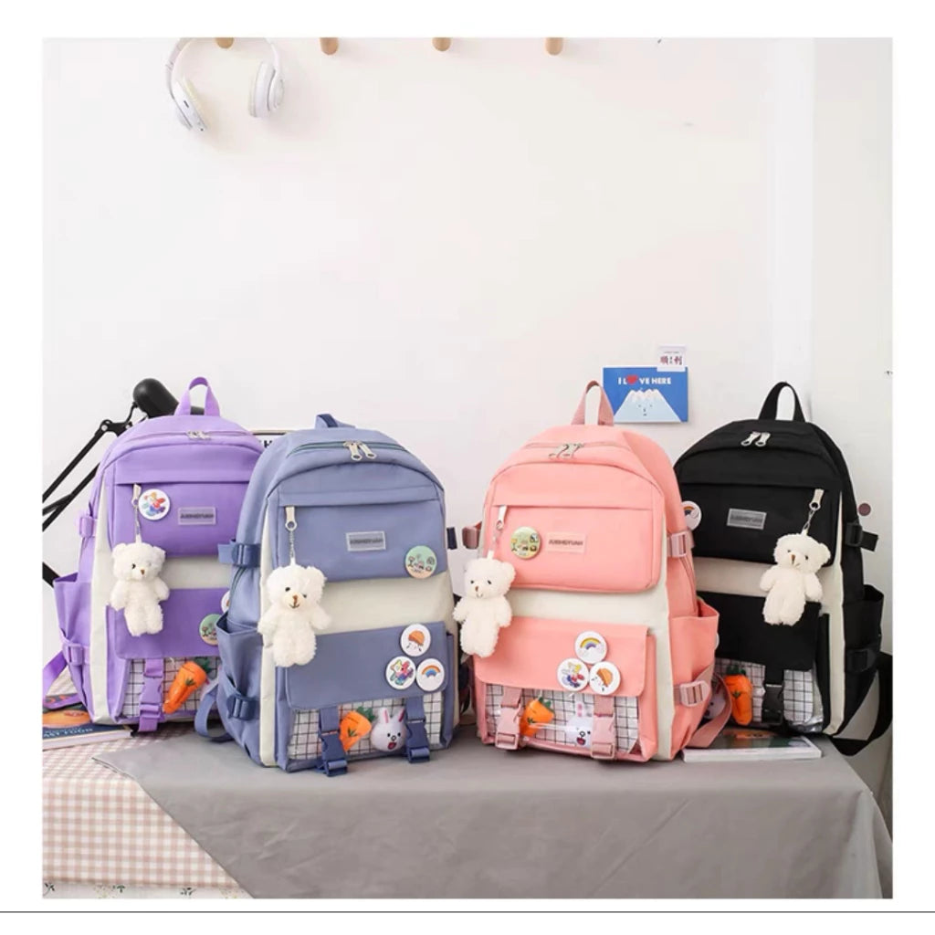 JNK #2203 Multi-Purpose 4in1 School Backpack Canvas Student Backpack Unisex Bag
