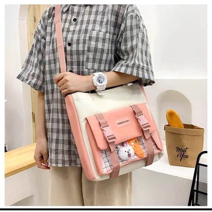 JNK #2203 Multi-Purpose 4in1 School Backpack Canvas Student Backpack Unisex Bag