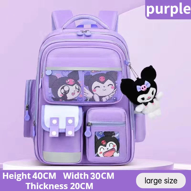 New Sanrio Kuromi Double-Deck Big Capacity School Bag For Girl Waterproof Bagpack Student