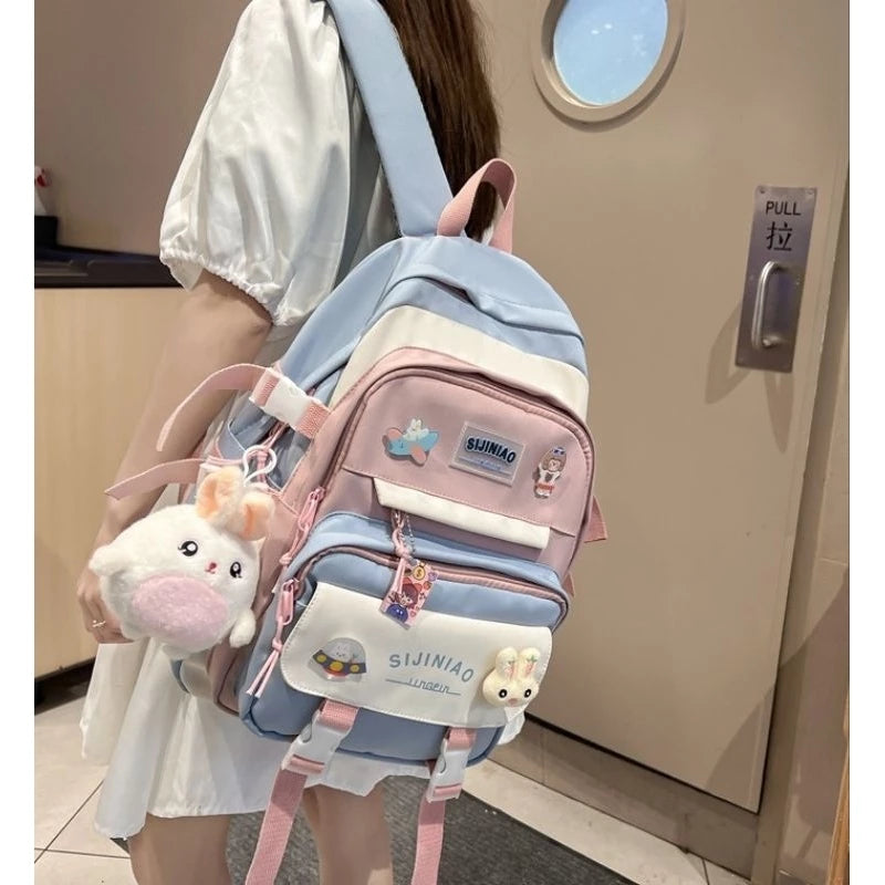 YQY New Multi-pocket Nylon School BackPack Waterproof Student Laptop Backpack For Girls College 1300