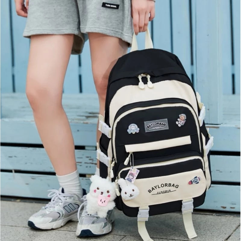 YQY New Multi-pocket Nylon School BackPack Waterproof Student Laptop Backpack For Girls College 1300