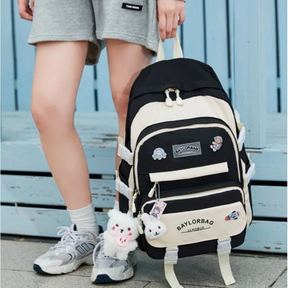 YQY New Multi-pocket Nylon School BackPack Waterproof Student Laptop Backpack For Girls College 1300