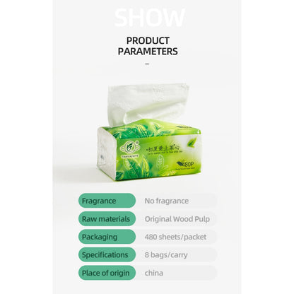 480 Sheets TC Organic Green Tea Facial Tissue Paper Towel