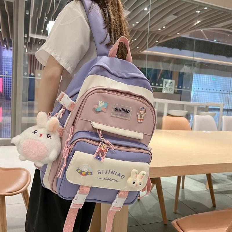 YQY New Multi-pocket Nylon School BackPack Waterproof Student Laptop Backpack For Girls College 1300