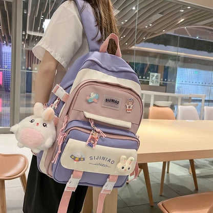YQY New Multi-pocket Nylon School BackPack Waterproof Student Laptop Backpack For Girls College 1300