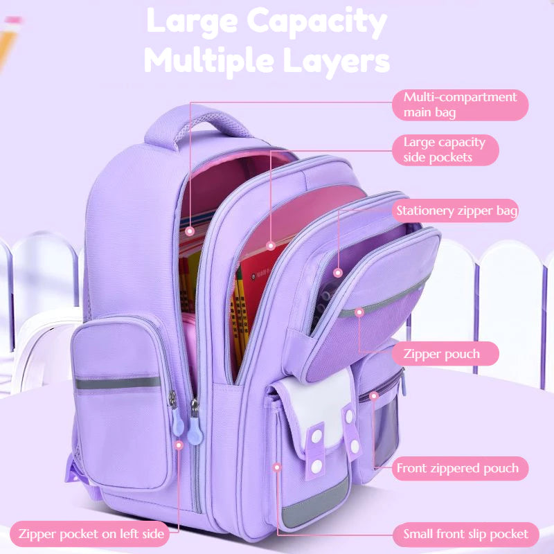 New Sanrio Kuromi Double-Deck Big Capacity School Bag For Girl Waterproof Bagpack Student