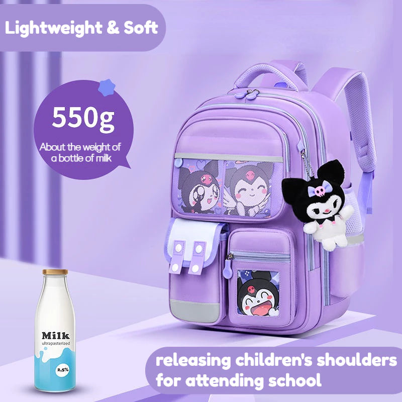 New Sanrio Kuromi Double-Deck Big Capacity School Bag For Girl Waterproof Bagpack Student