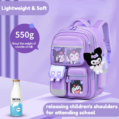 New Sanrio Kuromi Double-Deck Big Capacity School Bag For Girl Waterproof Bagpack Student