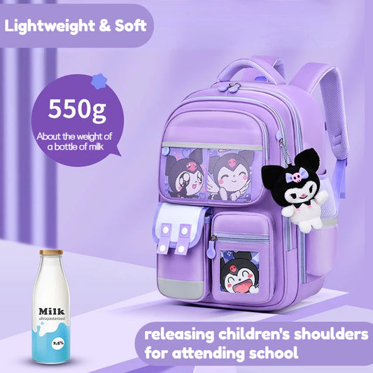 New Sanrio Kuromi Double-Deck Big Capacity School Bag For Girl Waterproof Bagpack Student
