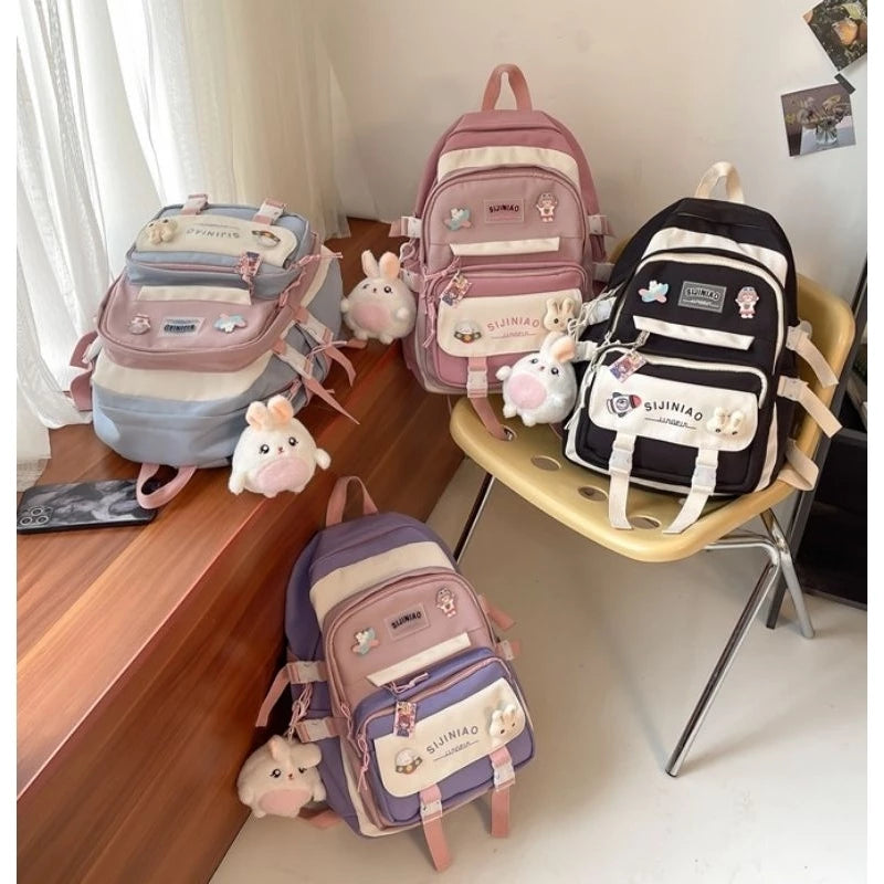 YQY New Multi-pocket Nylon School BackPack Waterproof Student Laptop Backpack For Girls College 1300