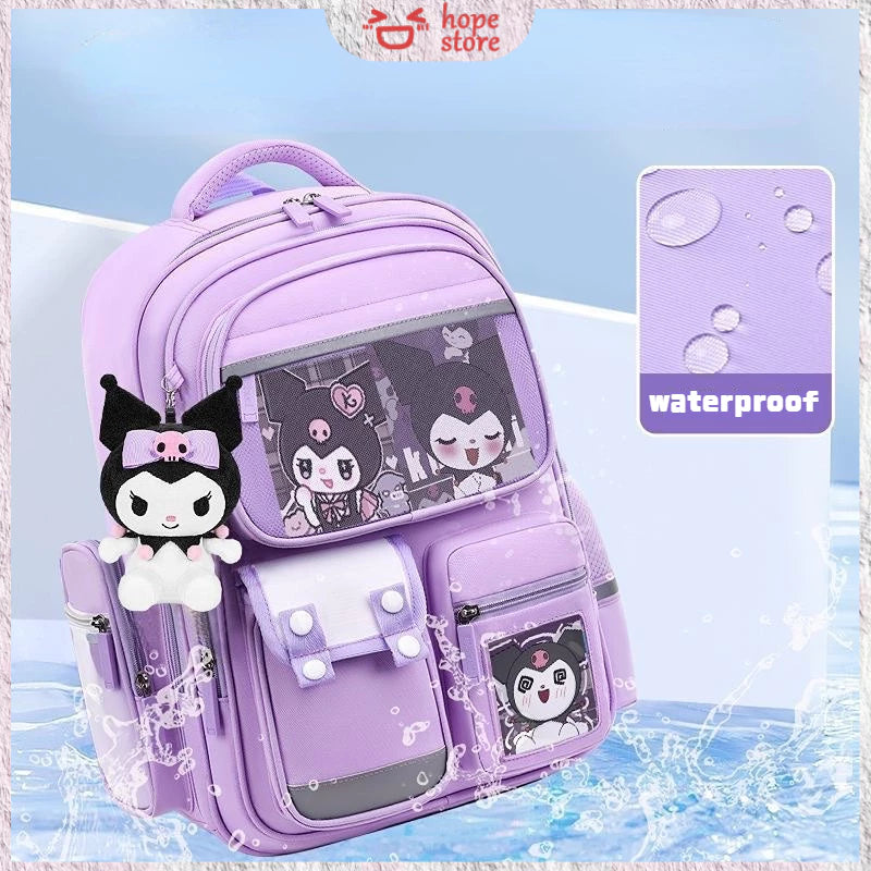 New Sanrio Kuromi Double-Deck Big Capacity School Bag For Girl Waterproof Bagpack Student