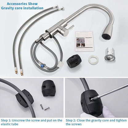 Modern Steel Single Handle 360 Degree Rotating Kitchen Sink Tap Desk Mounted Kitchen Faucets With Pull Down Sprayer