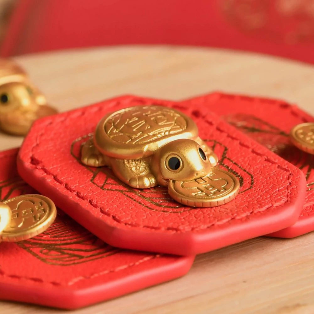 Fengshui Lucky Turtle Wallet Charm Money-biting Turtle Ornaments Decor with "Daily Wealth” for Longe