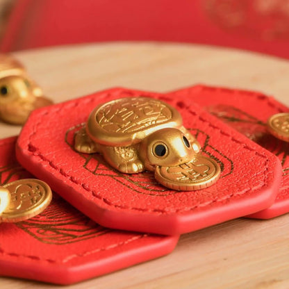 Fengshui Lucky Turtle Wallet Charm Money-biting Turtle Ornaments Decor with "Daily Wealth” for Longe