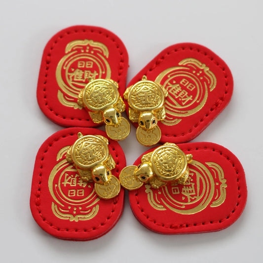 Fengshui Lucky Turtle Wallet Charm Money-biting Turtle Ornaments Decor with "Daily Wealth” for Longe