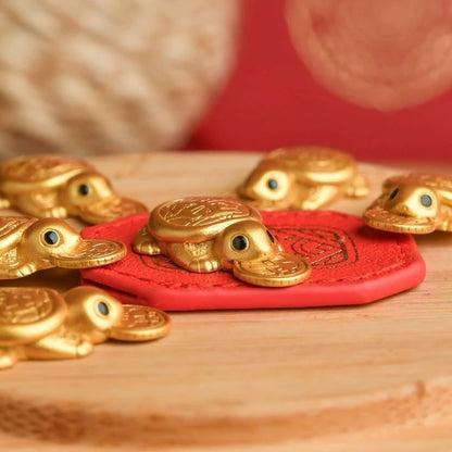 Fengshui Lucky Turtle Wallet Charm Money-biting Turtle Ornaments Decor with "Daily Wealth” for Longe