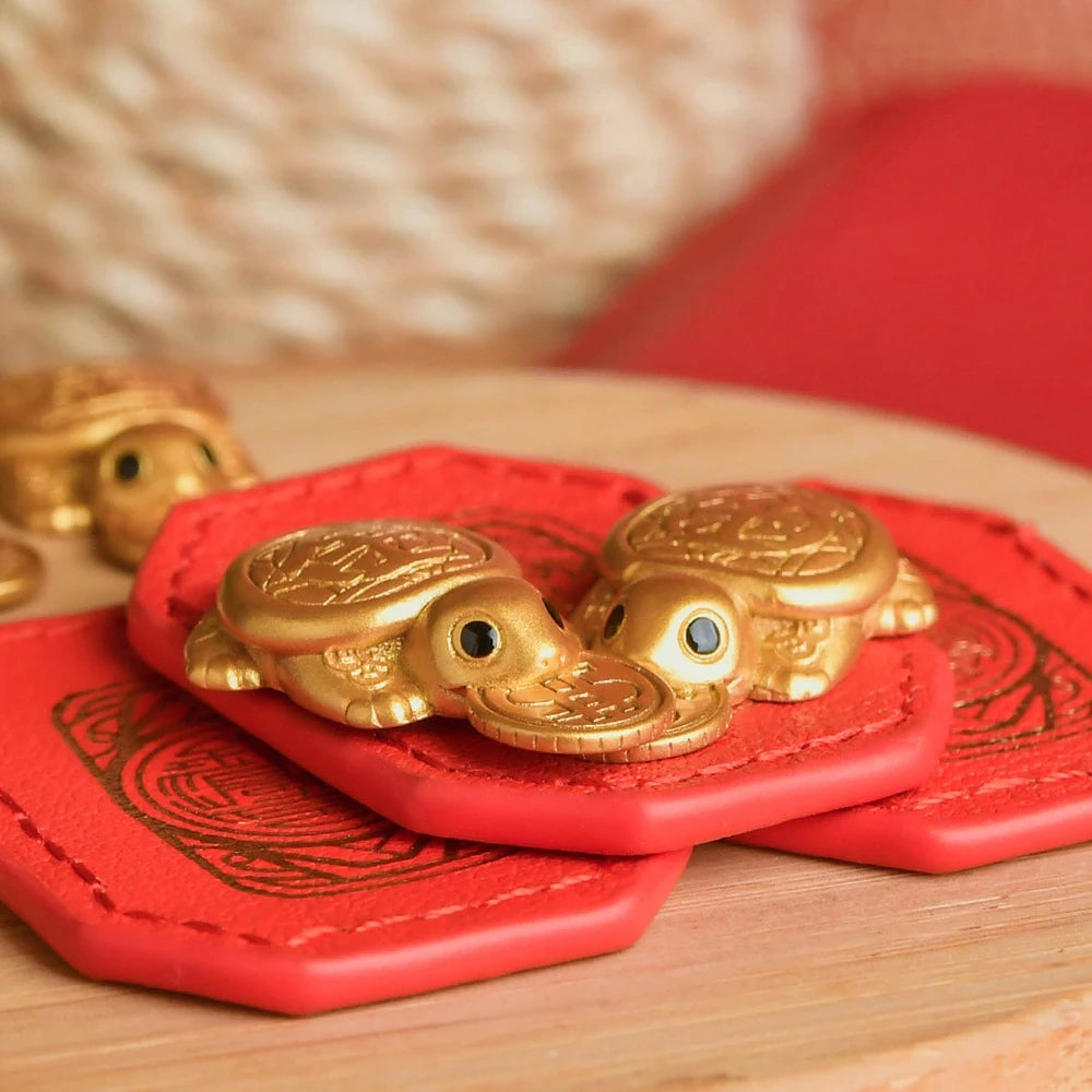 Fengshui Lucky Turtle Wallet Charm Money-biting Turtle Ornaments Decor with "Daily Wealth” for Longe