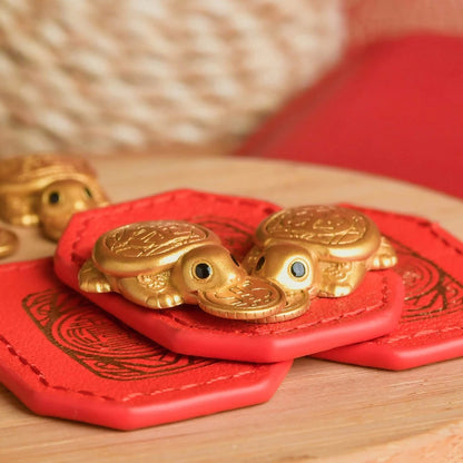 Fengshui Lucky Turtle Wallet Charm Money-biting Turtle Ornaments Decor with "Daily Wealth” for Longe