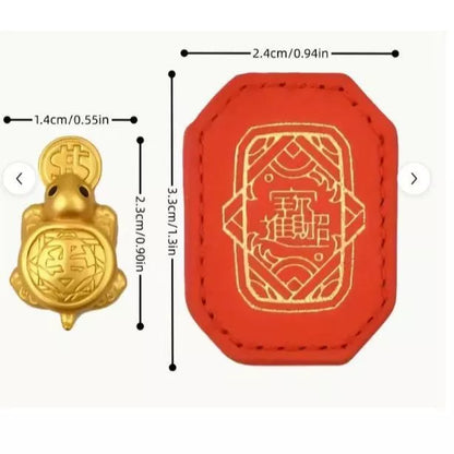 Fengshui Lucky Turtle Wallet Charm Money-biting Turtle Ornaments Decor with "Daily Wealth” for Longe