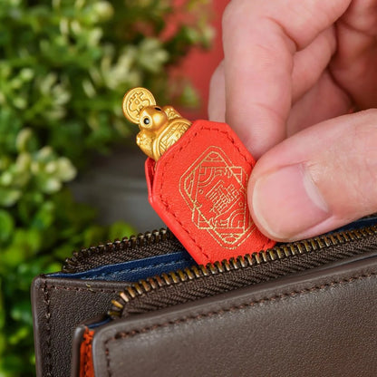 Fengshui Lucky Turtle Wallet Charm Money-biting Turtle Ornaments Decor with "Daily Wealth” for Longe