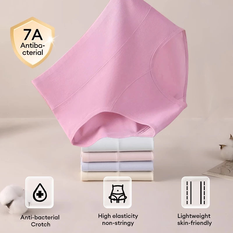 M-3XL Cotton Panties Medium/High Waist Tummy Control Elastic Design Elastic Women's underwear M1010 Assorted Random Color