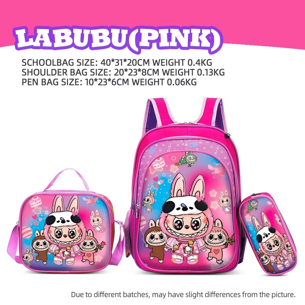 3D children's backpack lunch box pencil case student school bag unisex bag