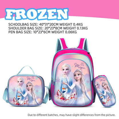 3D children's backpack lunch box pencil case student school bag unisex bag