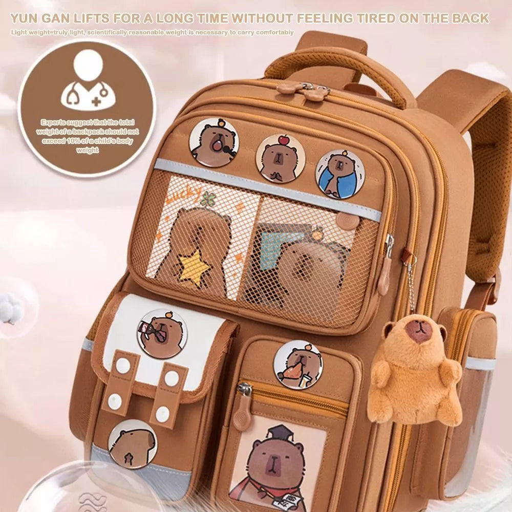 Capybara school bag for primary school children is dirt resistant durable and cute