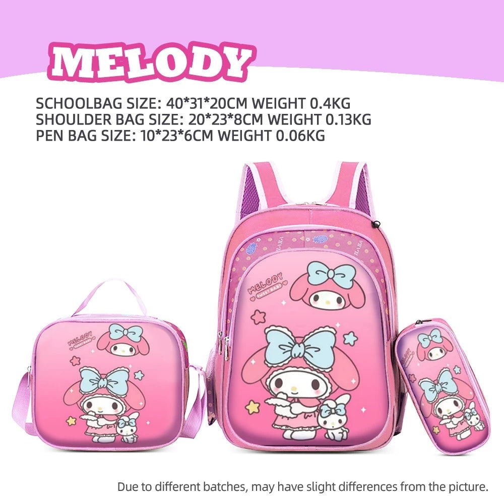 3D children's backpack lunch box pencil case student school bag unisex bag