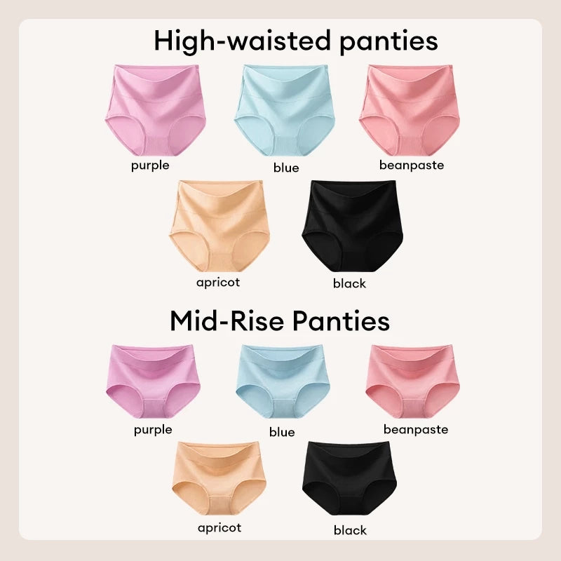 M-3XL Cotton Panties Medium/High Waist Tummy Control Elastic Design Elastic Women's underwear M1010 Assorted Random Color