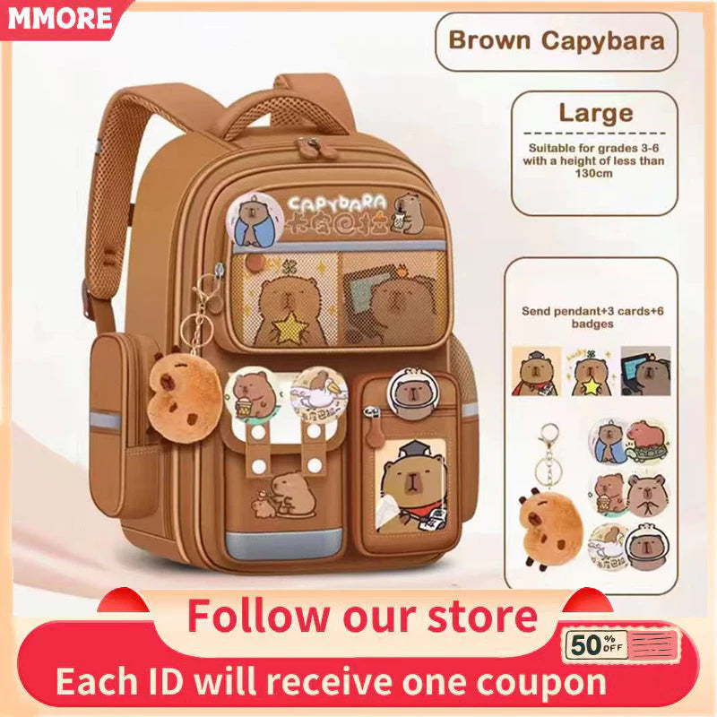 Capybara school bag for primary school children is dirt resistant durable and cute