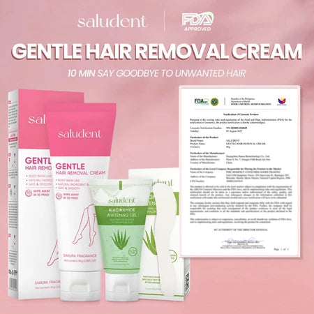 Saludent Gentle Hair Removal Cream Body care Not Stimulating 80g+Nykaa Aloe Whitening Gel