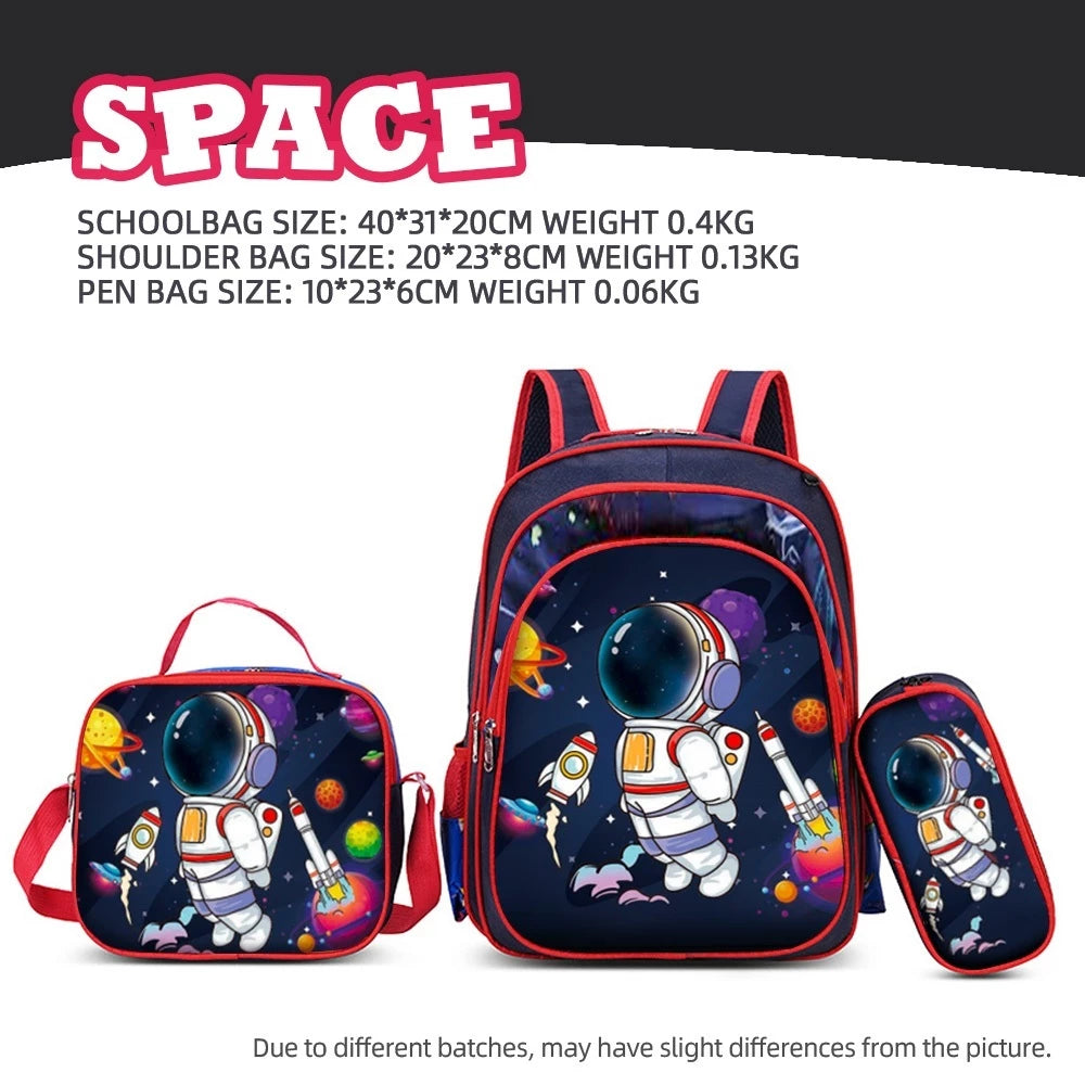 3D children's backpack lunch box pencil case student school bag unisex bag