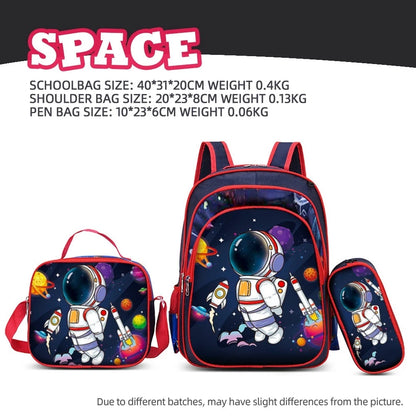 3D children's backpack lunch box pencil case student school bag unisex bag