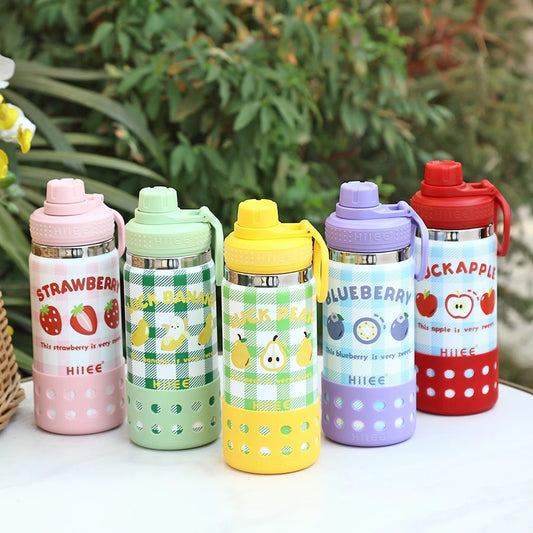 Hilee Fruit Kids Vacuum-Insulated Stainless Steel Drinking Water Bottle with Paracord Drinkware