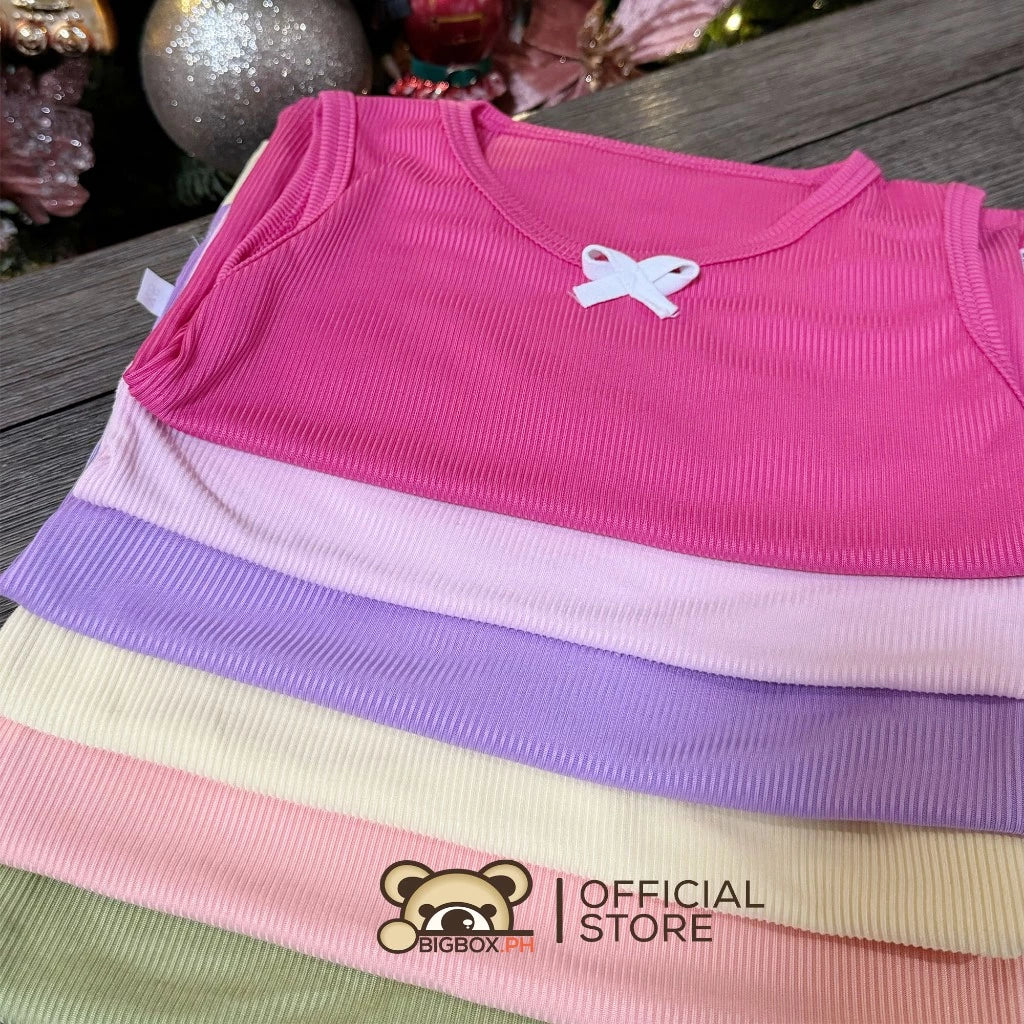 BigboxPH Kids Ribbed Sando Shorts Terno for Kid Girl 1-12 Years Old | Cute Pambahay & Panglakad