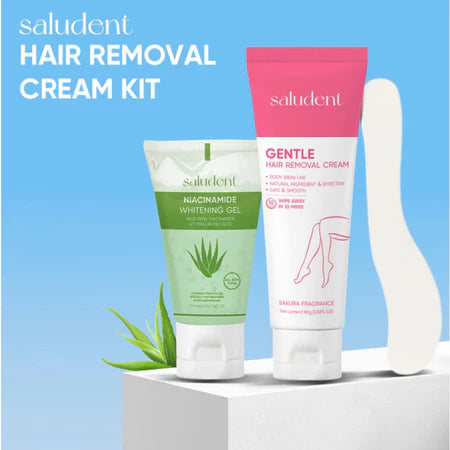 Saludent Gentle Hair Removal Cream Body care Not Stimulating 80g+Nykaa Aloe Whitening Gel