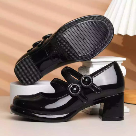 shuta 717L High Fashion Ladies Student Heels Maryjane Rubber School Performance Office Work shoe