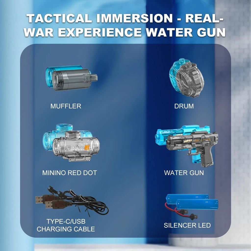 Electric Water Gun with Flame Effects – Large Capacity Rapid-Fire Toy, Perfect Christmas Gift