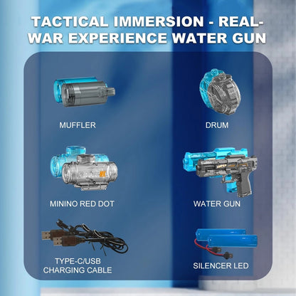 Electric Water Gun with Flame Effects – Large Capacity Rapid-Fire Toy, Perfect Christmas Gift