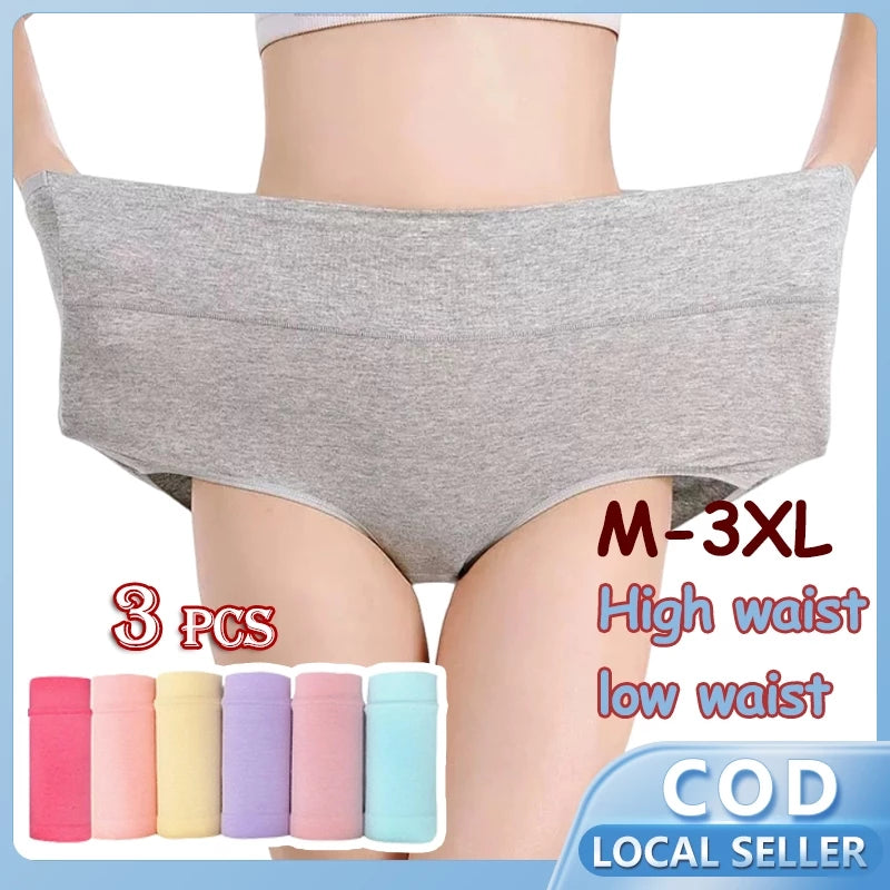 M-3XL Cotton Panties Medium/High Waist Tummy Control Elastic Design Elastic Women's underwear M1010 Assorted Random Color