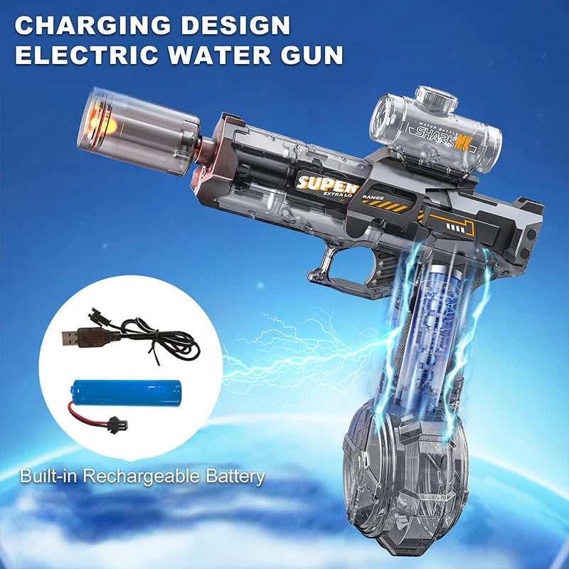 Electric Water Gun with Flame Effects – Large Capacity Rapid-Fire Toy, Perfect Christmas Gift