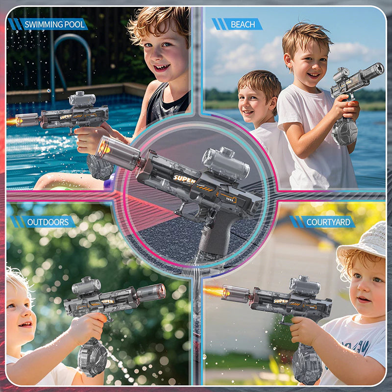 Electric Water Gun with Flame Effects – Large Capacity Rapid-Fire Toy, Perfect Christmas Gift